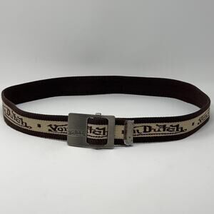 Von Dutch Belt and Buckle Brown Beige Logo Streetwear Fits Up To 38"